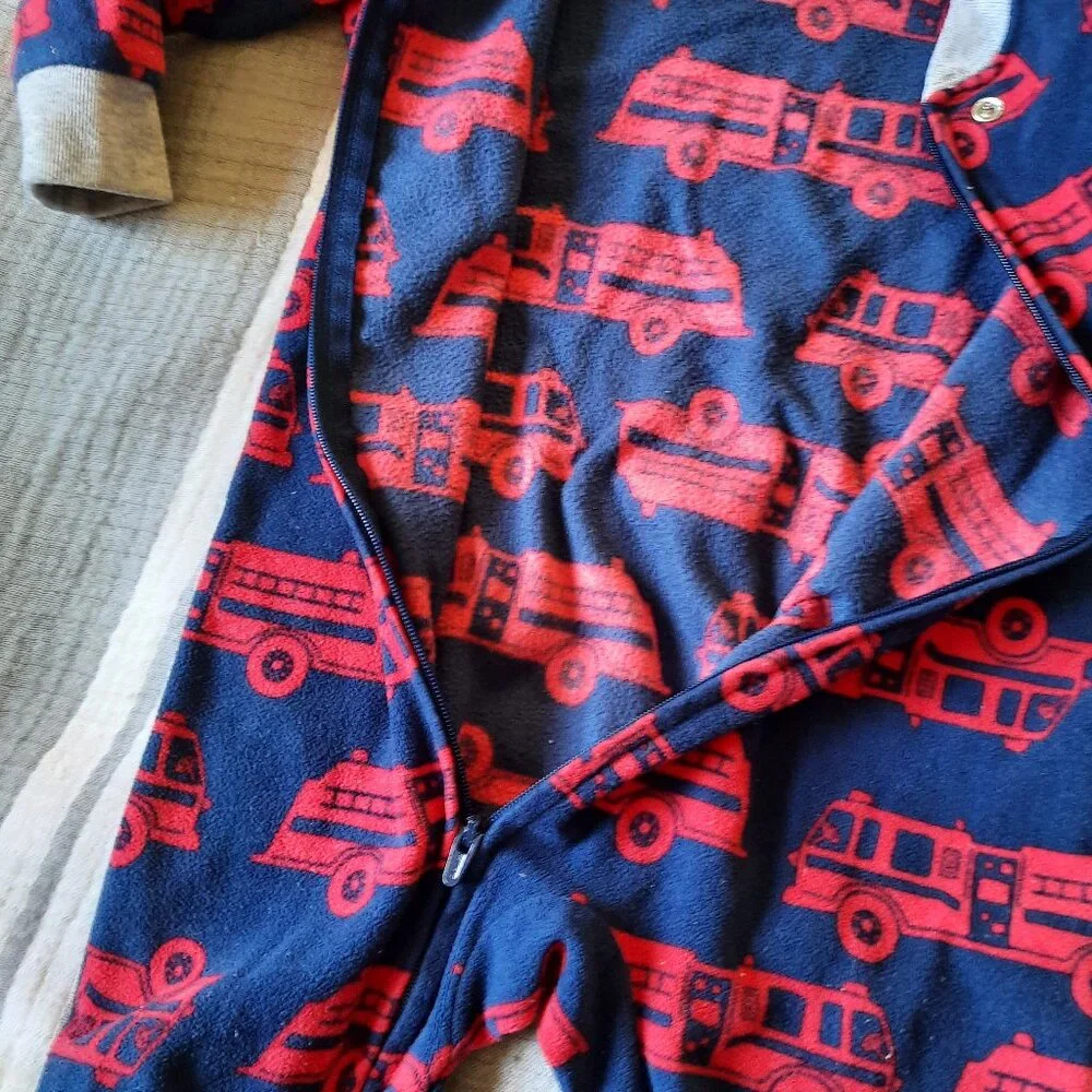 Carter's Red Firetruck Baby Footie Pajama - Navy/Red, Size 18 month old